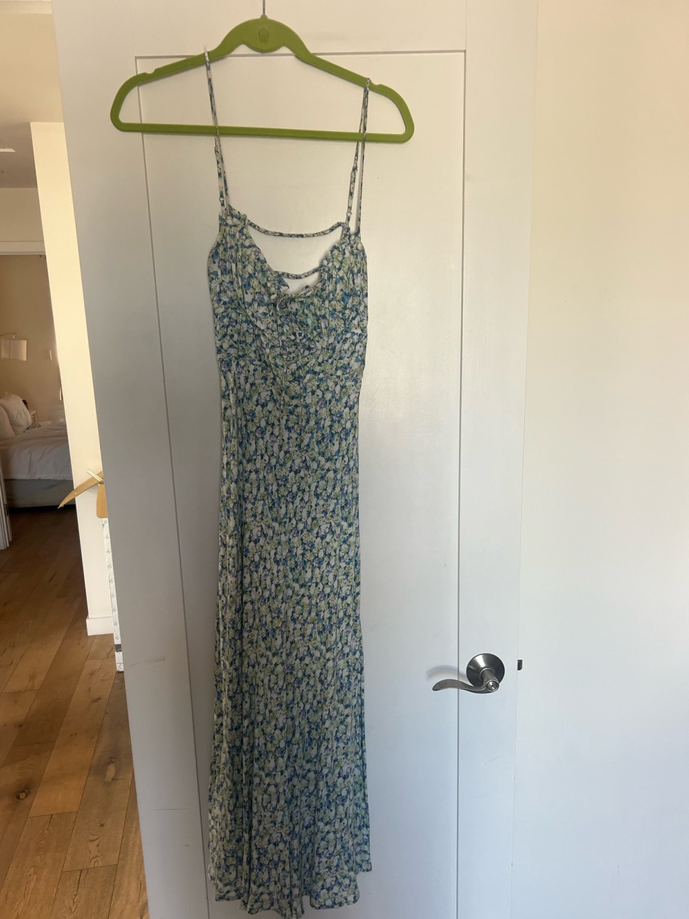 Astr Blue Floral Spaghetti-Strap Maxi Dress